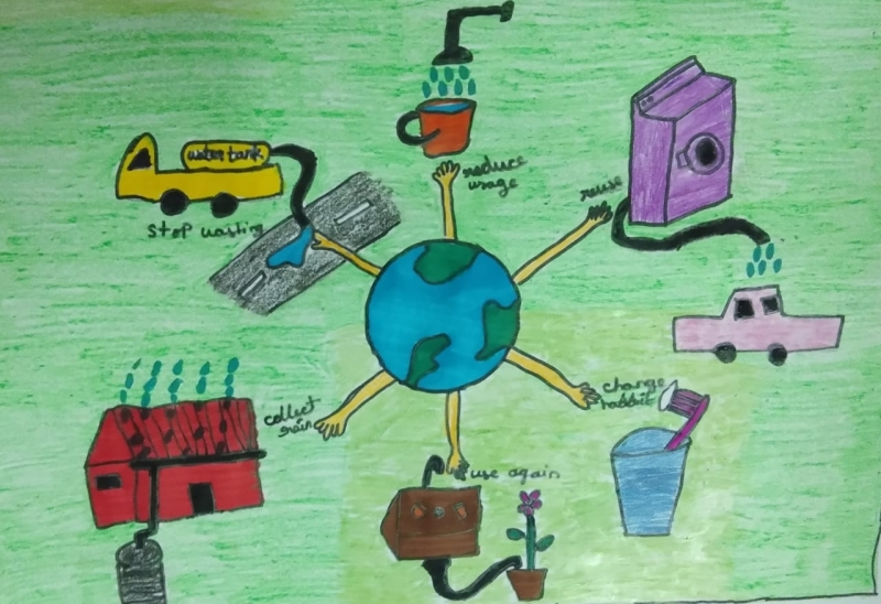 Water Conservation Drawing by R. Akash(Gr. 1 Se275
